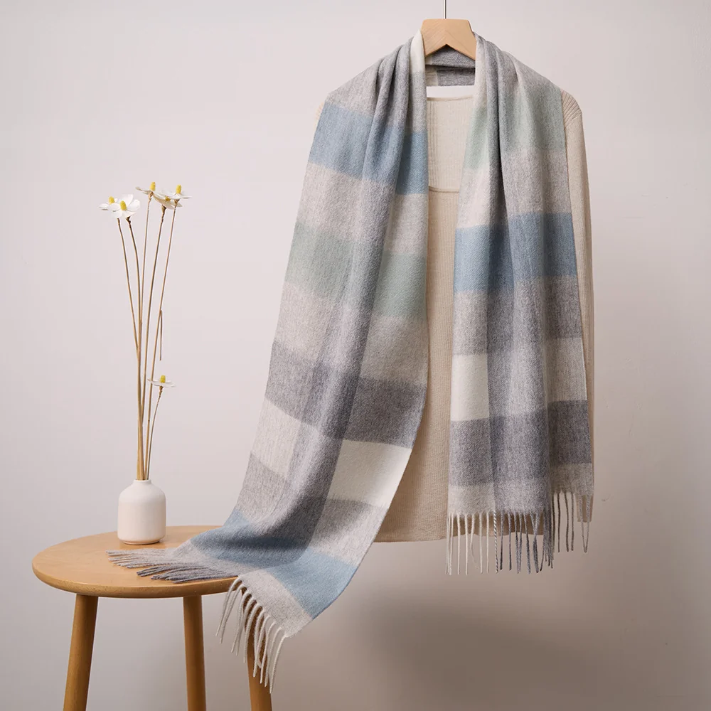 UGG Scarves Blue-Grey & Cream Plaid