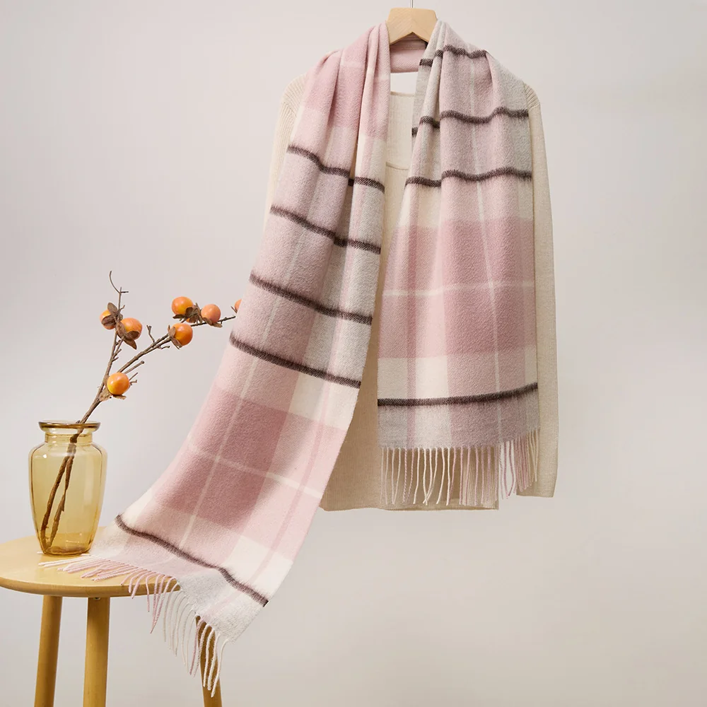 UGG Scarves Blush & Cream Stripe Plaid