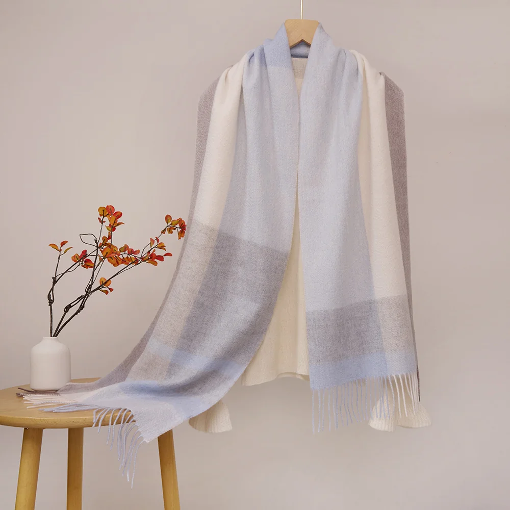 UGG Scarves Pale Blue & Ivory Plaid