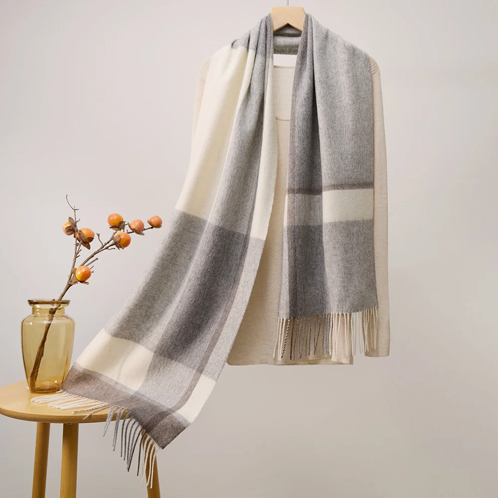 UGG Scarves Ivory & Grey Plaid