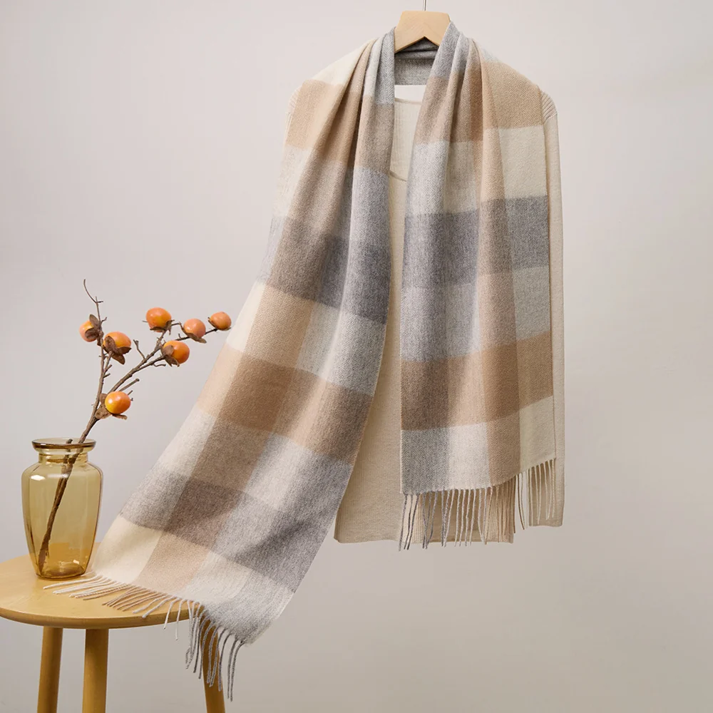UGG Scarves Beige & Grey Plaid