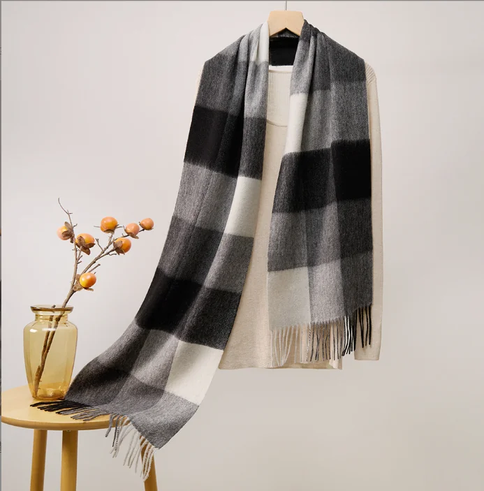 UGG Scarves Black & Grey Block Check