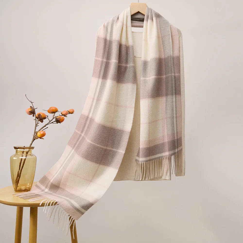 UGG Scarves Blush Beige & Grey Plaid
