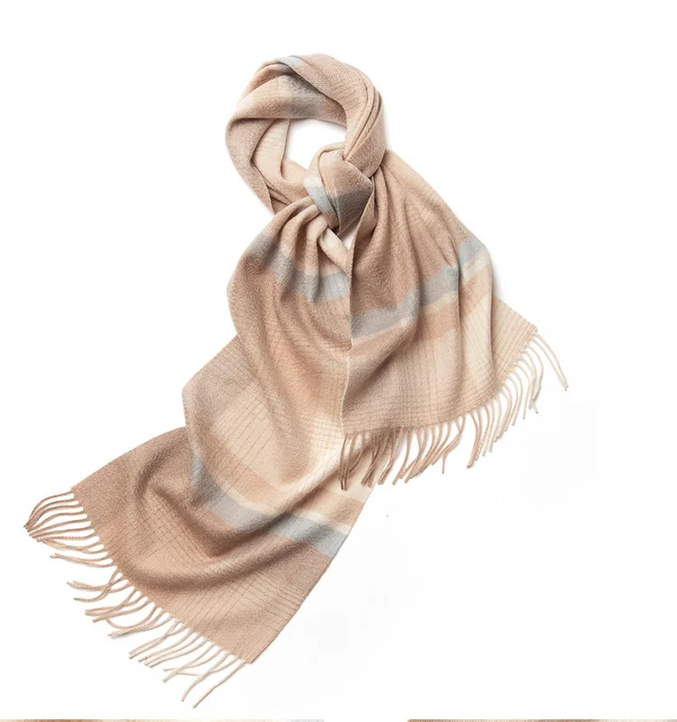 UGG Scarves Camel & Blue-Grey Plaid