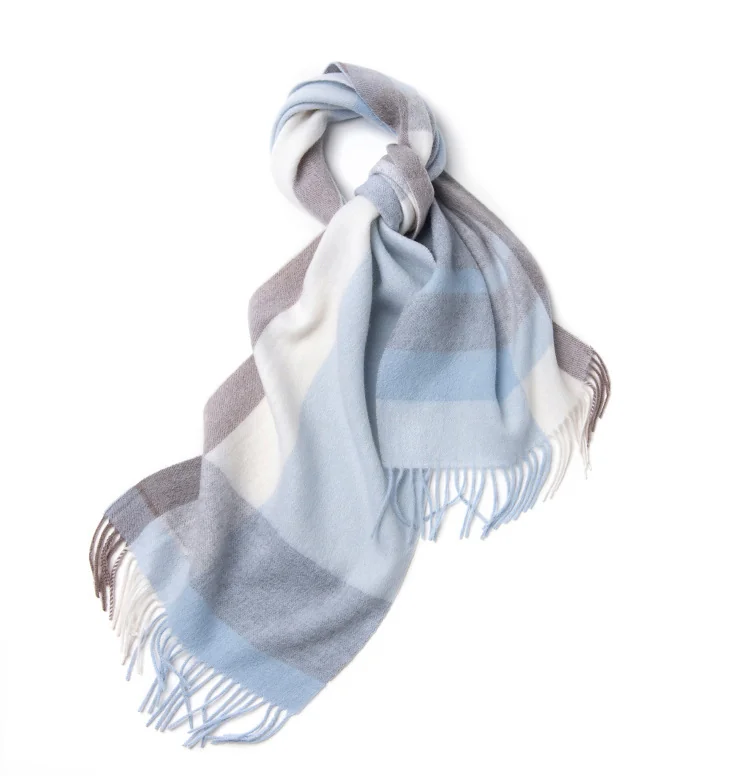 UGG Scarves Pale Blue & Grey Plaid
