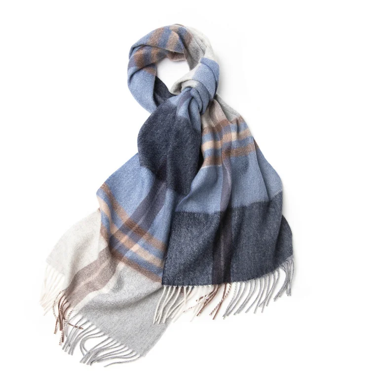 UGG Scarves Navy & Grey Oversized Plaid